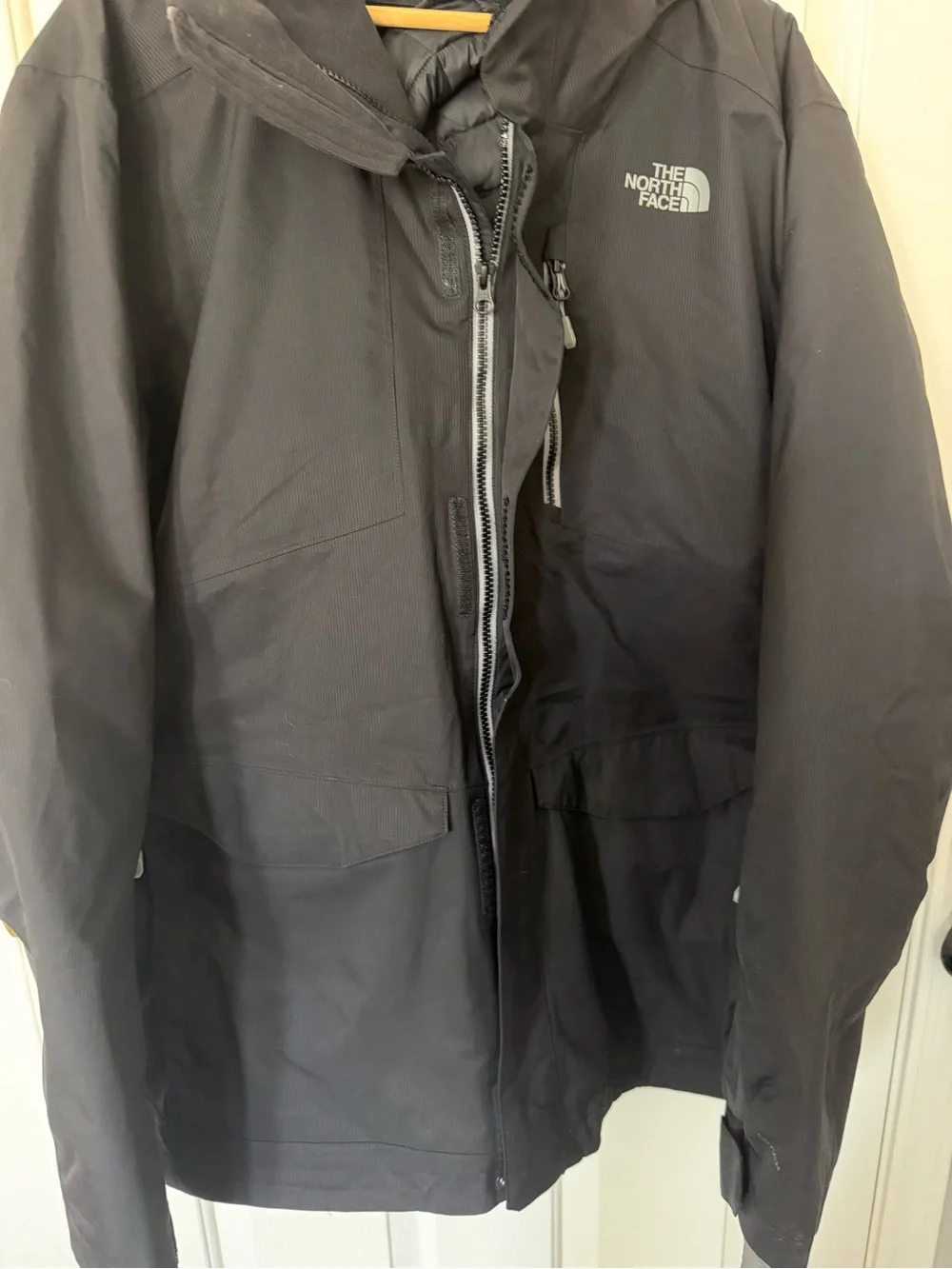 The North Face Black Waterproof Hooded triclimate jacket- 3 in 1 zip out puffer